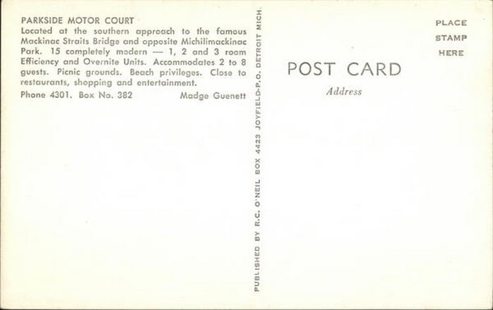 Parkside Inn (Parkside Motel) - Vintage Postcard (newer photo)